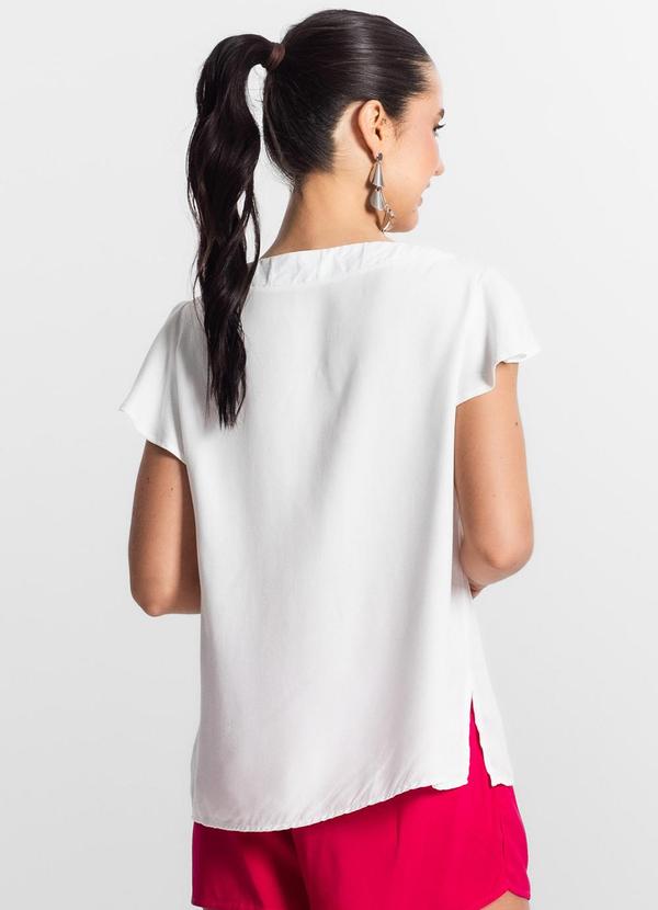 Select - Camisa Feminina Gola Laço Manga Curta Bege 2