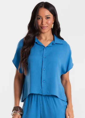 Rovitex - Camisa Feminina Malha Viscose Azul - ROVITEX