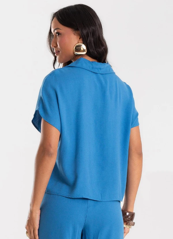 Camisa Feminina Malha Viscose Azul - ROVITEX