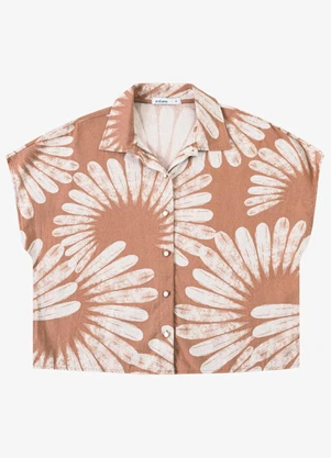 Endless - Camisa Feminina Manga Curta Estampada Marrom - ENDLESS