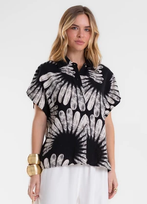 Endless - Camisa Feminina Manga Curta Estampada Preto - ENDLESS