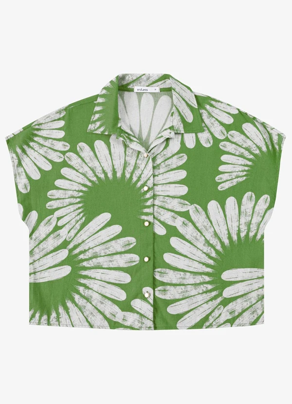 Endless - Camisa Feminina Manga Curta Estampada Verde