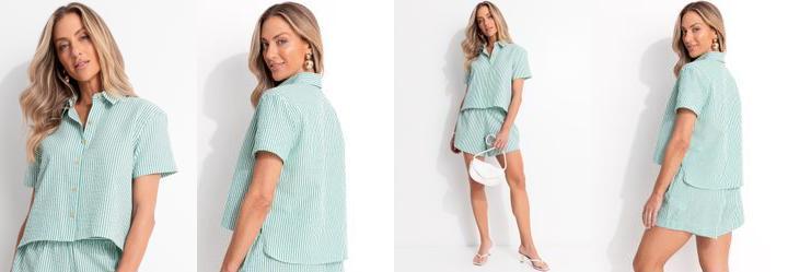 Camisa Listrado Verde em Anaruga Fio Tinto