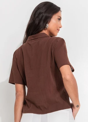 Quintess - Camisa Marrom em Gaze de Algodão - QUINTESS