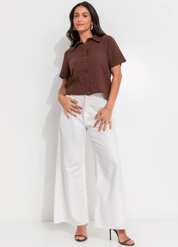 Quintess - Camisa Marrom em Gaze de Algodão 3