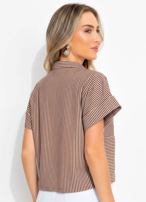 Bimini - Camisa Marrom em Meia Malha Listrada - BIMINI