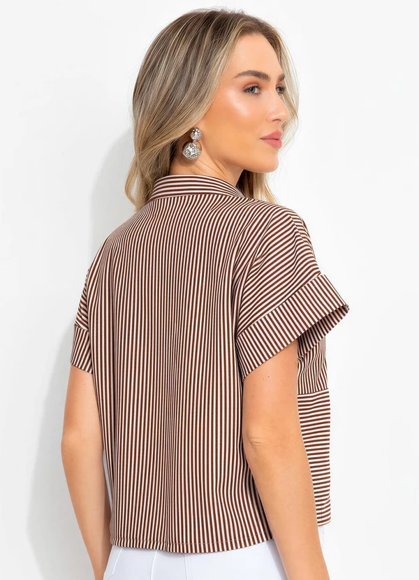 Bimini - Camisa Marrom em Meia Malha Listrada 2