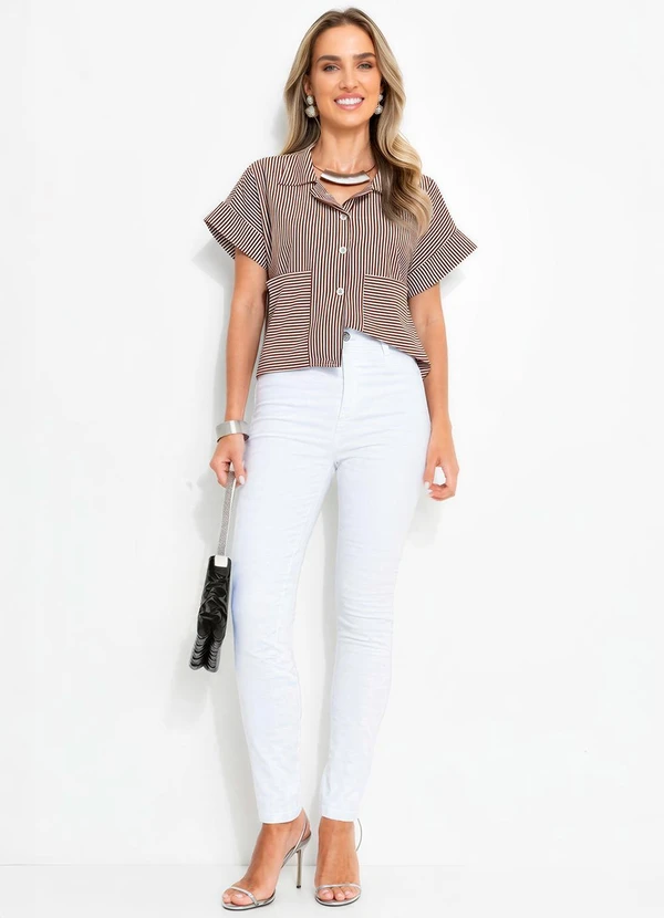 Bimini - Camisa Marrom em Meia Malha Listrada 3