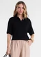 Endless - Camisa Polo Feminina em Visco Maquinetada Marrom - variação: Preto