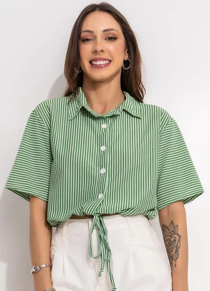 Bimini - Camisa Verde em Meia Malha Listrada - BIMINI