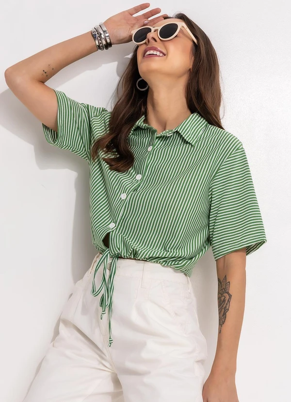 Bimini - Camisa Verde em Meia Malha Listrada 7