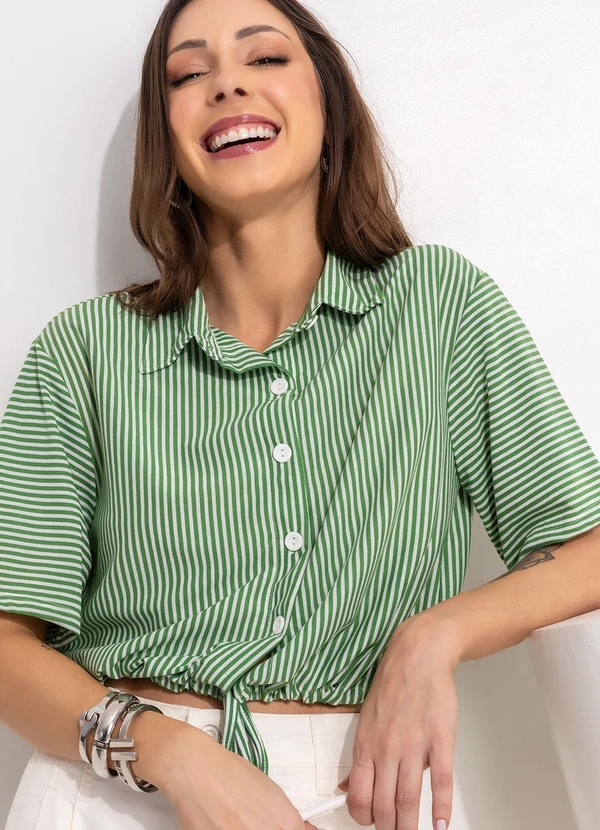 Bimini - Camisa Verde em Meia Malha Listrada 8