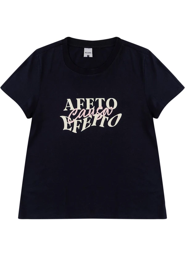 Malwee - Camiseta Afeto Causa Efeito em Malha Preto