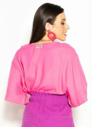 Colcci - Camiseta Ampla de Crepe Rosa - COLCCI