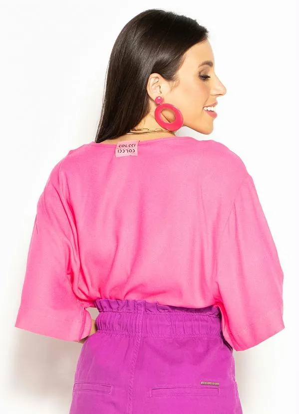 Colcci - Camiseta Ampla de Crepe Rosa 2