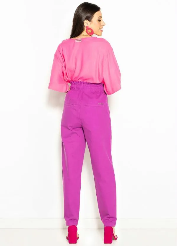 Colcci - Camiseta Ampla de Crepe Rosa 4