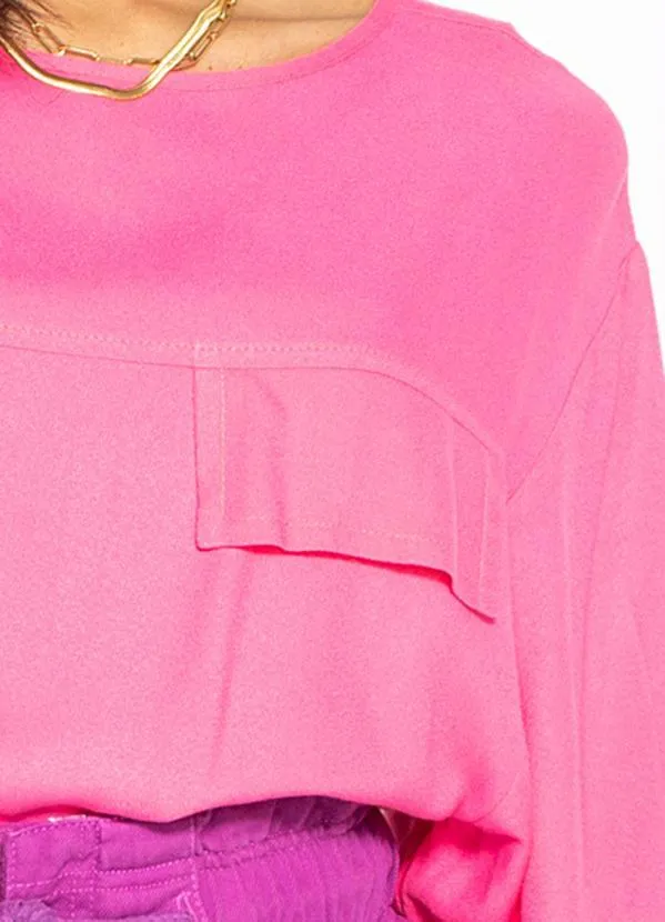 Colcci - Camiseta Ampla de Crepe Rosa 6