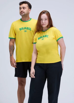 Vida Costeira - Camiseta Baby Look Brasil Copa Amarela Amarelo - VIDA COSTEIRA