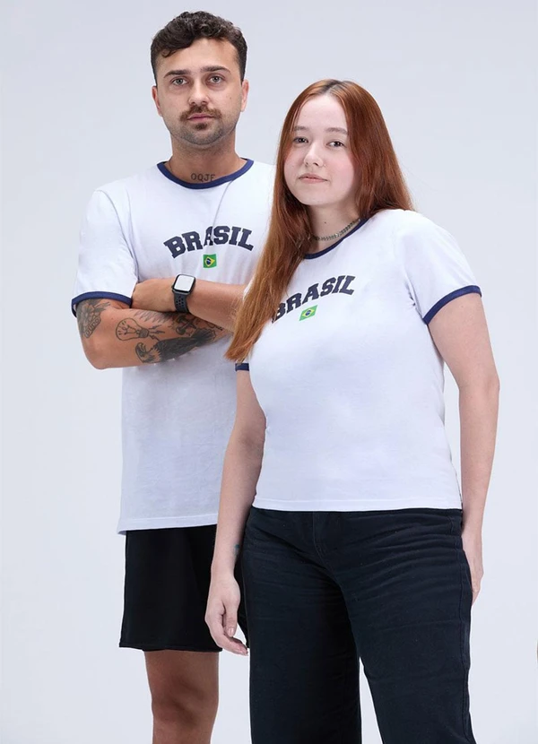 Vida Costeira - Camiseta Baby Look Brasil Copa Branca Branco 2