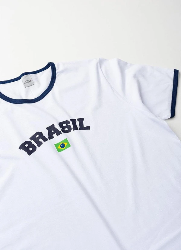 Vida Costeira - Camiseta Baby Look Brasil Copa Branca Branco 4