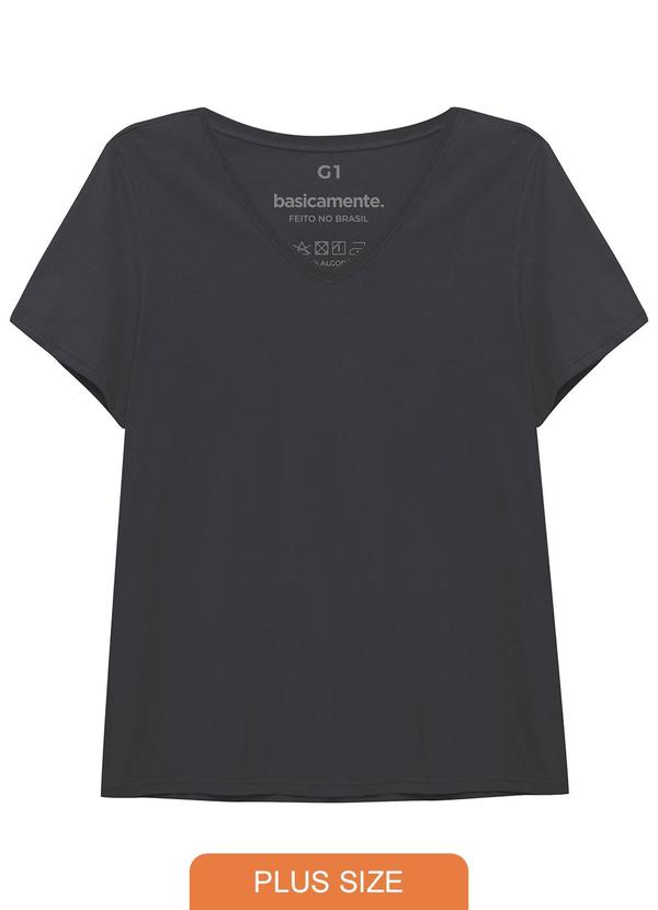 Basicamente - Camiseta Babylook Gola V Plus Chumbo