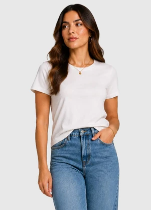 Infinita Cor - Camiseta Básica Feminina Algodão Bege - INFINITA COR