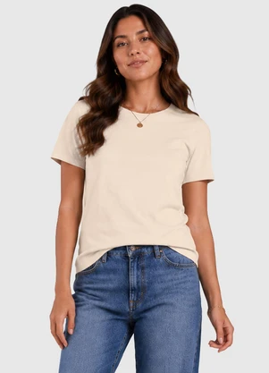 Infinita Cor - Camiseta Básica Feminina Algodão Bege - INFINITA COR