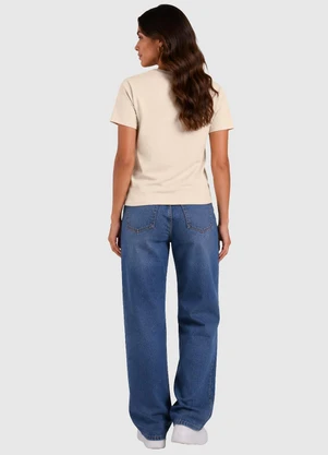 Infinita Cor - Camiseta Básica Feminina Algodão Bege - INFINITA COR
