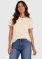 Infinita Cor - Camiseta Básica Feminina Algodão Bege - variação: Bege