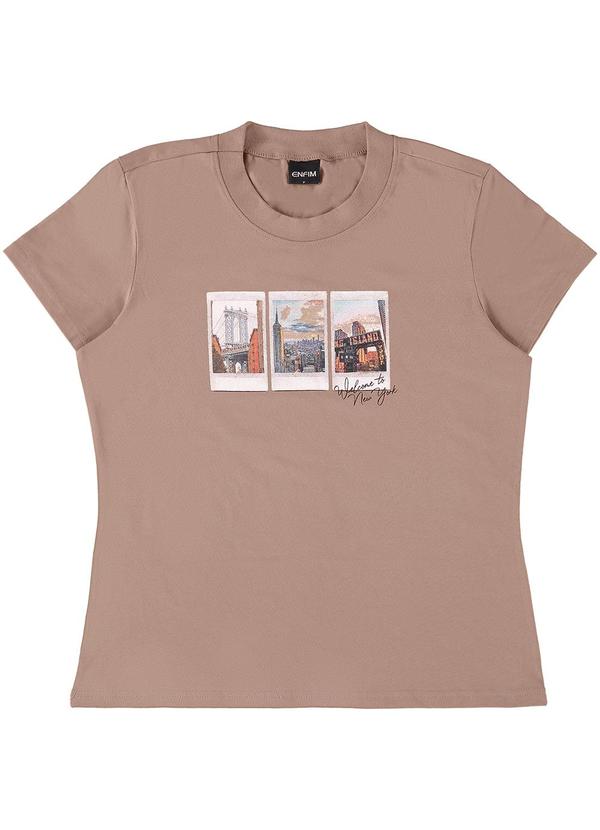 Enfim - Camiseta Bege Baby Look New York 2