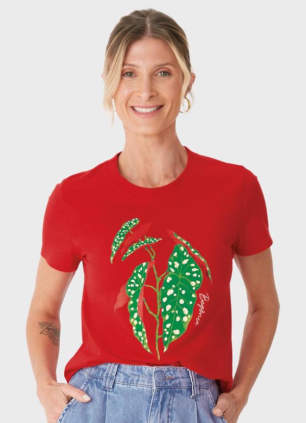Malwee - Camiseta Begônia em Malha Vermelho