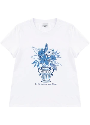 Malwee - Camiseta Belle Comme Une Fleur em Malha Branco - MALWEE