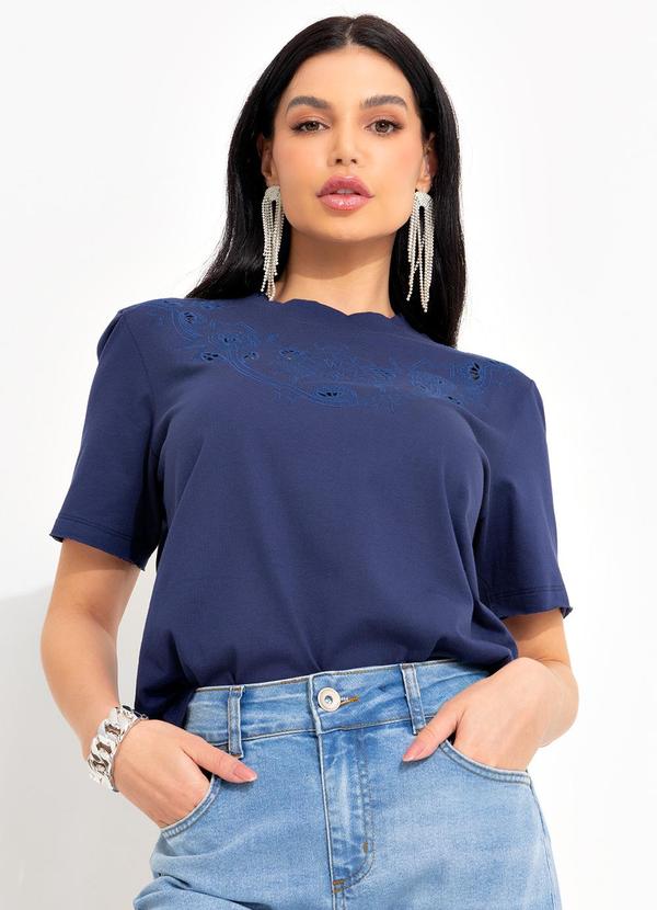 Colcci - Camiseta Bordada Azul
