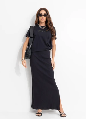 Colcci - Camiseta Bordada Preto - COLCCI