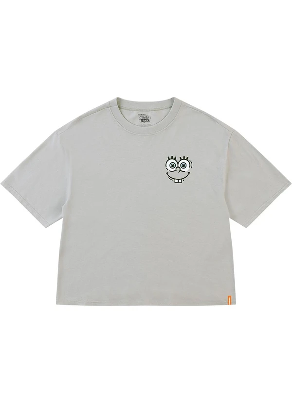 Malwee - Camiseta Box Feminina Bob Esponja® Cinza Claro 3