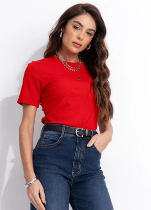 Colcci Jeans - Camiseta Canelada Cj Vermelho - COLCCI JEANS