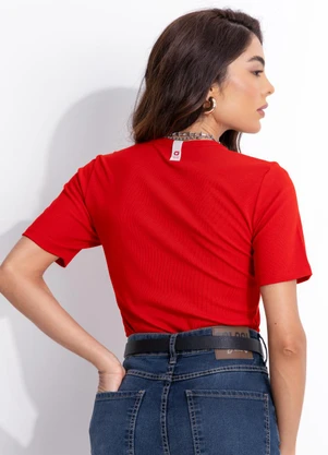 Colcci Jeans - Camiseta Canelada Cj Vermelho - COLCCI JEANS