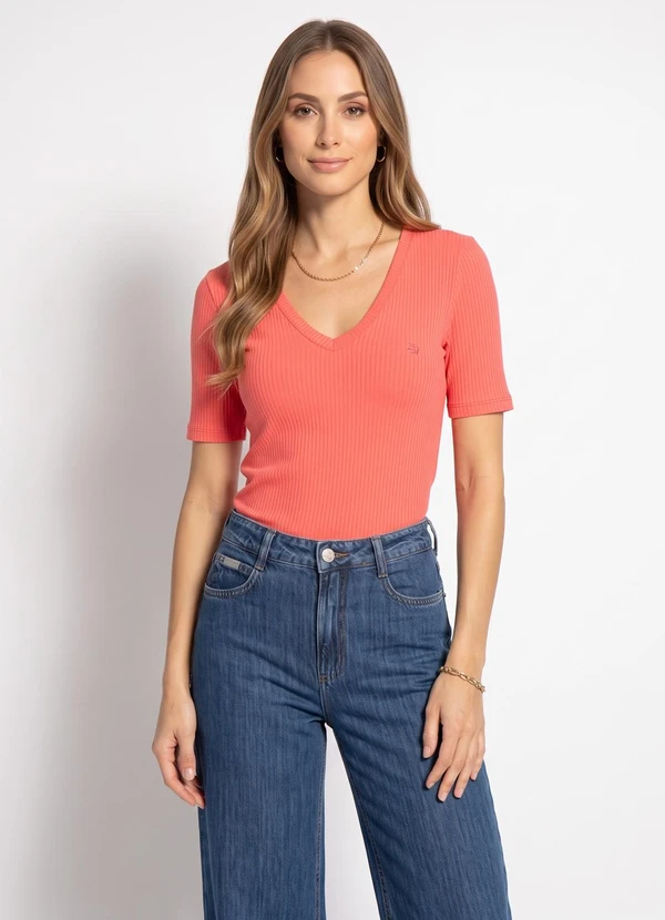 Colcci - Camiseta Canelada Rosa