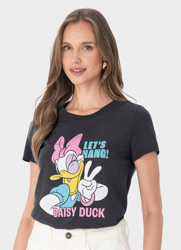 Malwee - Camiseta Cinza Grafite Baby Look Daisy Duck®