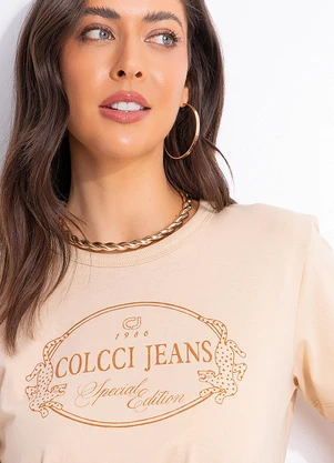 Colcci Jeans - Camiseta Cj Bege - COLCCI JEANS