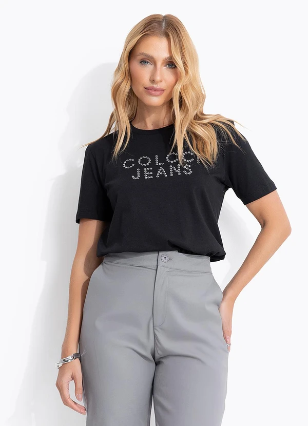 Colcci Jeans - Camiseta com Aplicação Cj Preto