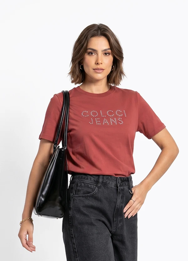Colcci Jeans - Camiseta com Aplicação Cj Vermelho