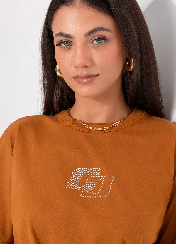 Colcci - Camiseta com Aplicação Marrom 5