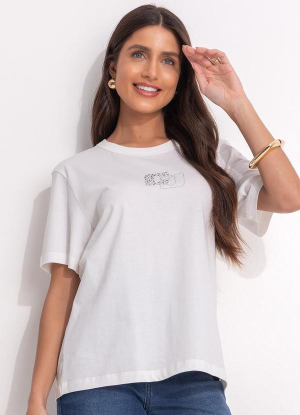 Colcci - Camiseta com Aplicação Off White
