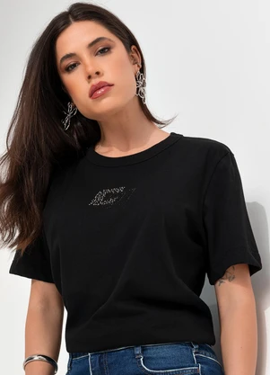 Colcci - Camiseta com Aplicação Preto - COLCCI