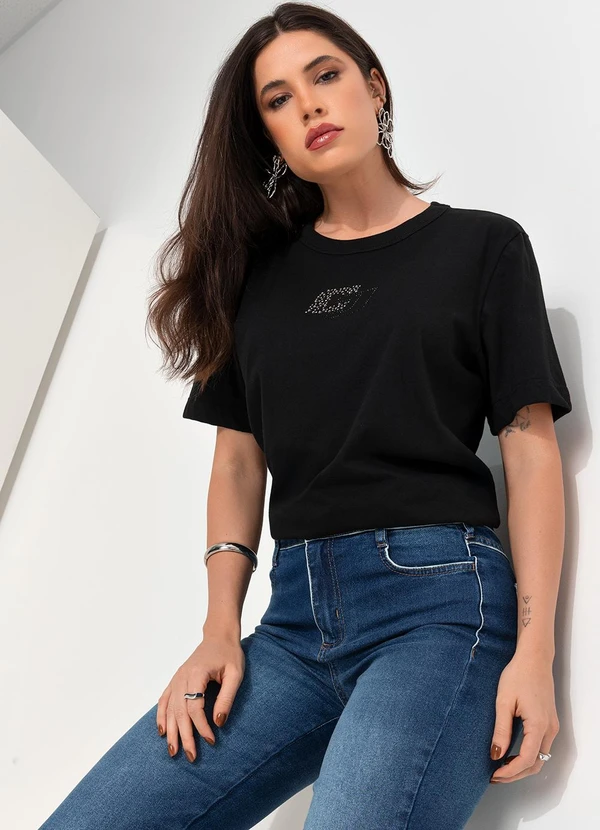 Colcci - Camiseta com Aplicação Preto 3