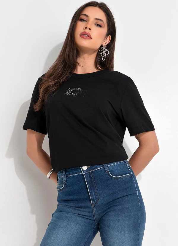 Colcci - Camiseta com Aplicação Preto 4