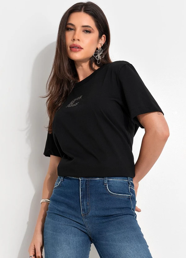 Colcci - Camiseta com Aplicação Preto 6