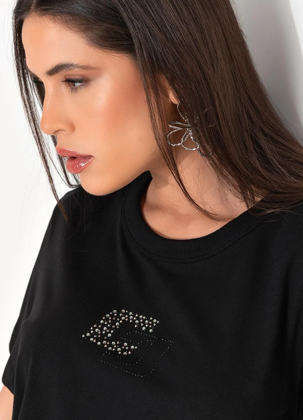 Colcci - Camiseta com Aplicação Preto 7