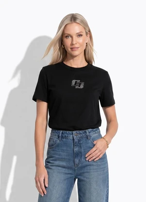 Colcci - Camiseta com Aplicação Preto - COLCCI